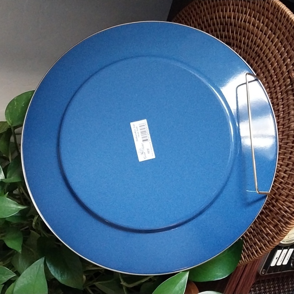 Coastal Blue Crab Charger Dinnerware Enamaled Metal Plate by Golden Rabbit - Picture 4 of 5